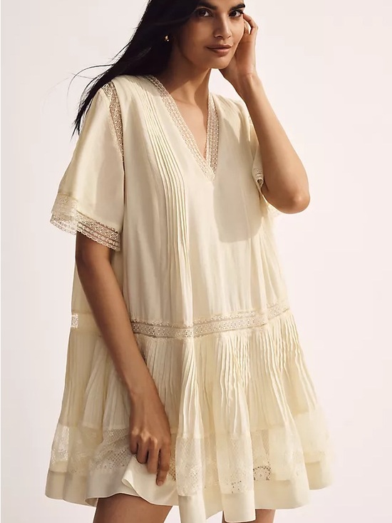 Maeve Dresses & Skirts - Maeve Short Sleeve V-Neck Pintuck Swing Tunic Dress